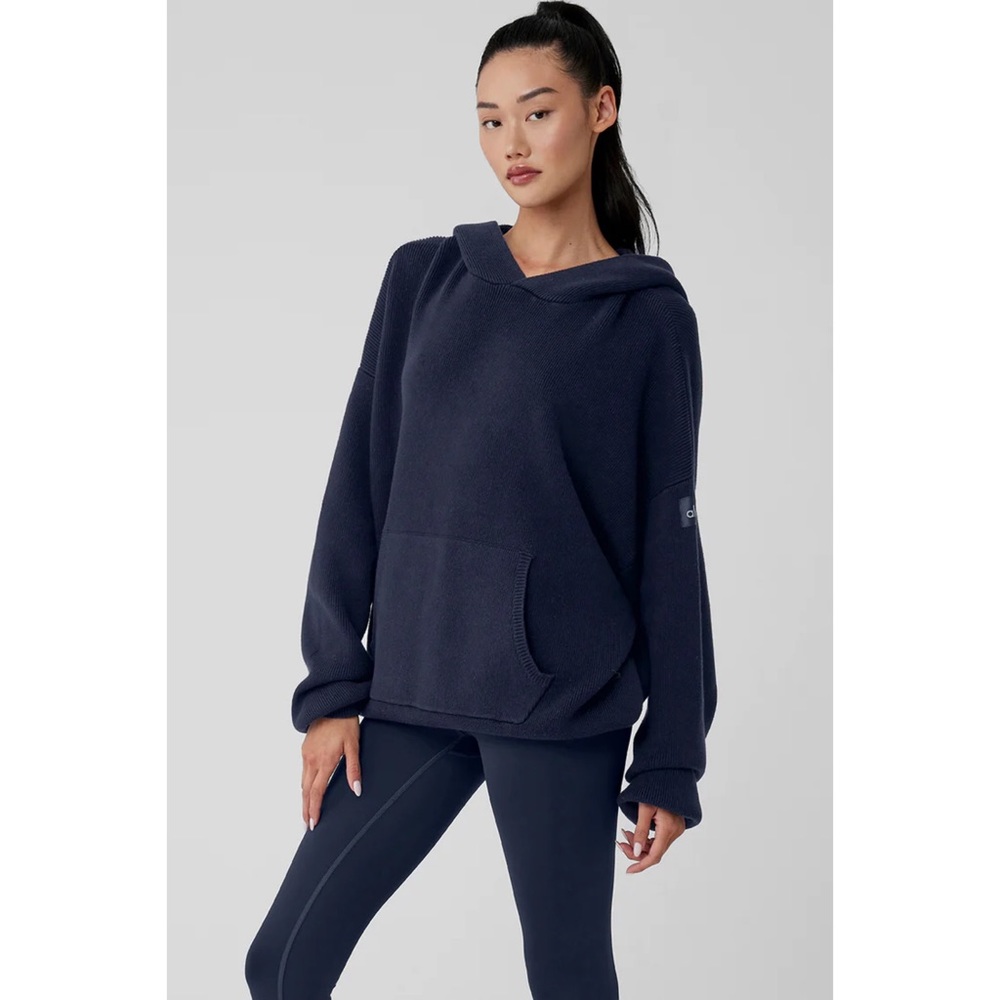 Alo Yoga Scholar Hooded Sweater Navy Small - Picture 3 of 15